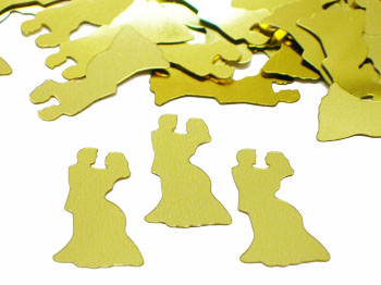 Dancing Couple Confetti, Gold available by the pound or packet
